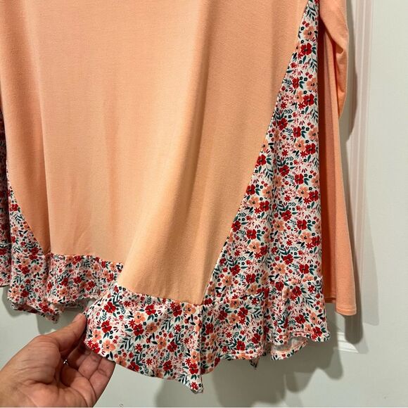 Matilda Jane Women's Sing It Out Tunic Top Peachy Pink Floral Long Sleeve Large - Picture 3 of 12